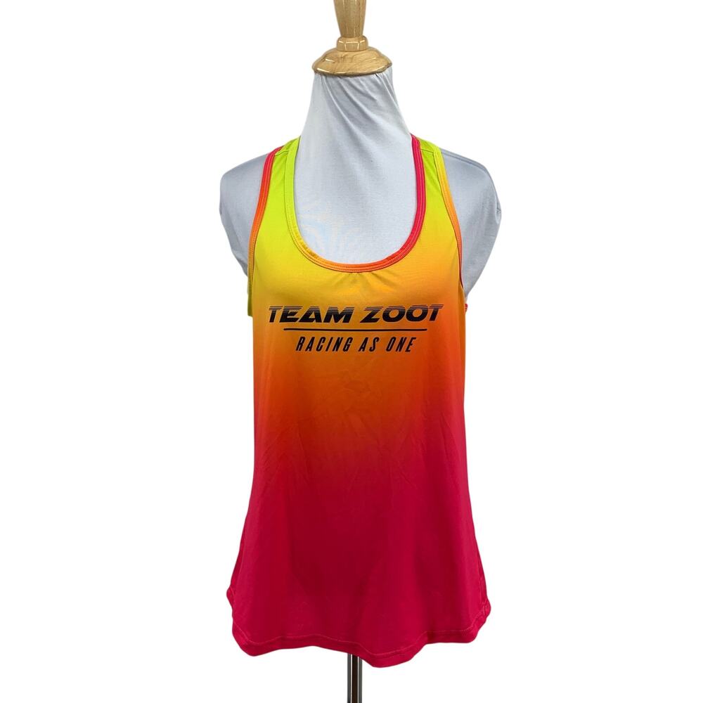 Zoot Team Tank Top Women M Medium Hot Pink Yellow LTD Run Singlet Racing As One